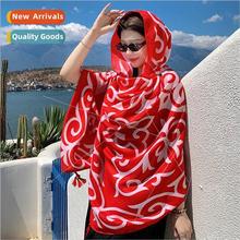 Yunnan travel photo red sunscreen silk scarf female summer e