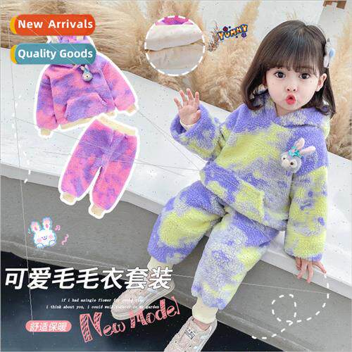 Girls fleece winter suit suit new 适用eign flavor 0-5 years