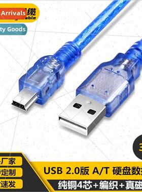 3 Meter Transparent Blue mini USB Data Cable Android T Type