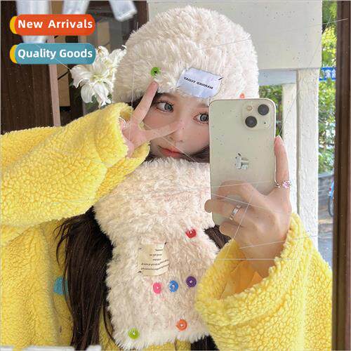 Autumn and winter new knitted hat scarf one hundred with woo