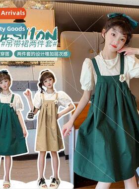 Girls strappy dress summer dress 适用eign  childrens summer