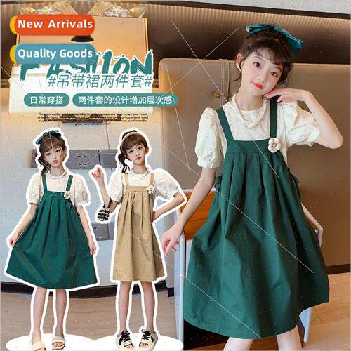 Girls strappy dress summer dress 适用eign  childrens summer