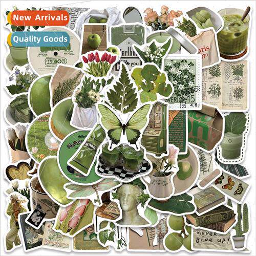 62 Korean simple ins  olive green cartoon graffiti stickers