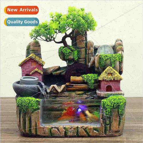 Transparent fish tank desktop humidification cycle running w