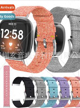 适用 Fitbit versa4 canvas watch band versa3/sense2 nylon den