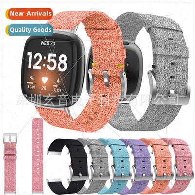 适用 Fitbit versa4 canvas watch band versa3/sense2 nylon den