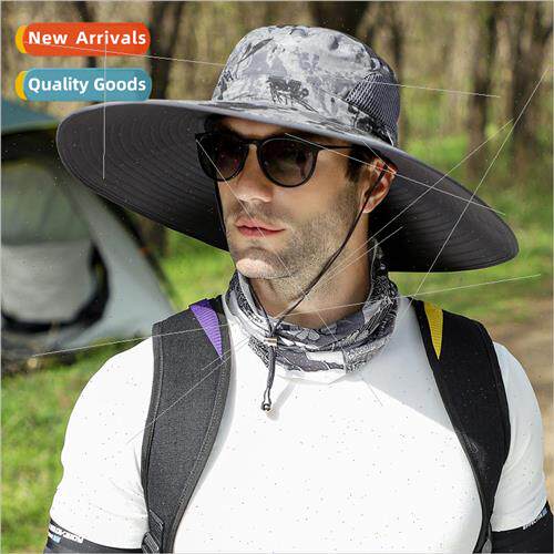 Summer new mens sun hat waterproof large brim fisherman hat