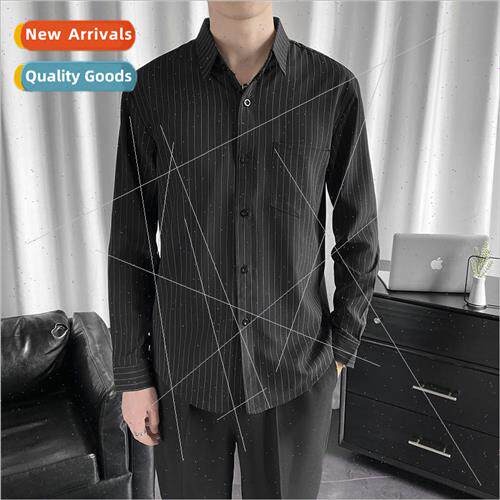 Striped shirt mens spring and summer loose long-sleeved shir
