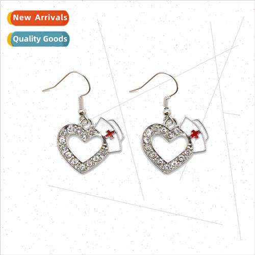 2021 new personalized creative peach heart nurse cap earring
