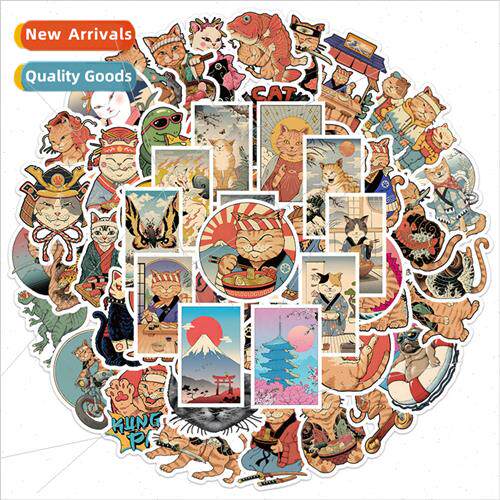 50 Samurai Cat Cute Graffiti s Guitar Laptop Guitar Scooter