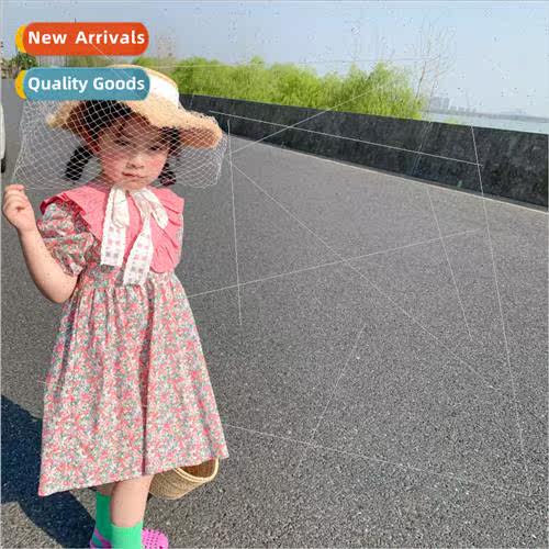 Korean girls floral short-sleeved dress 2022 summer new litt