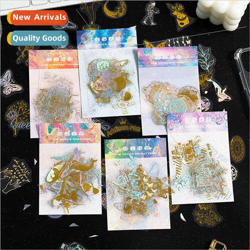 Glitter dream laser color gold stickers pack Dream butterfly