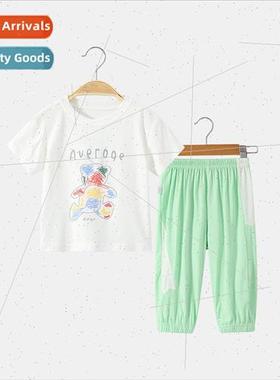 Baby summer suit two-piece thin section short-sleeved long p