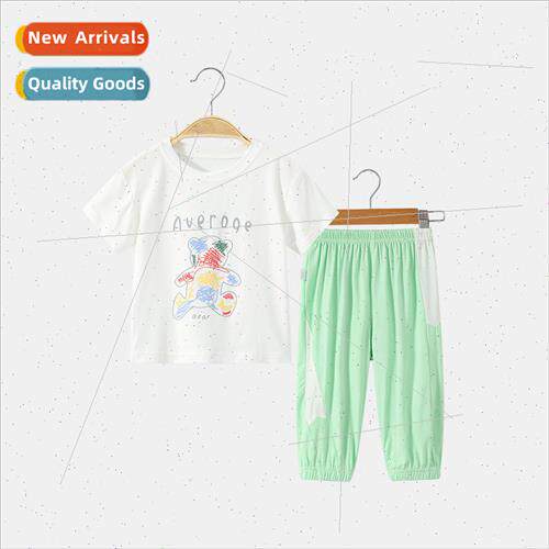 Baby summer suit two-piece thin section short-sleeved long p