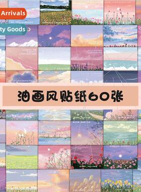 60 ins  oil painting language stickers decorative phone case