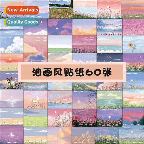 60 ins  oil painting language stickers decorative phone case