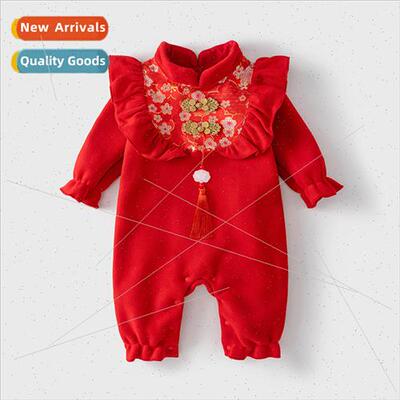 Infant New Years Eve padded winter female baby onesie Chines