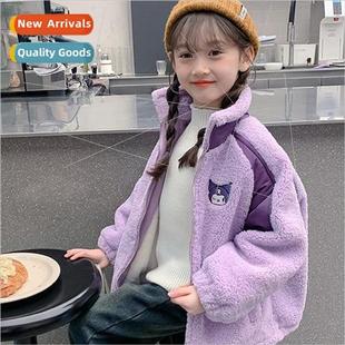 Girls lambs wool coat 2023 new winter childrens girls winter
