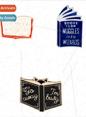 Jewelry Cartoon Book Brooch Hundreds of Enameled Page Turner