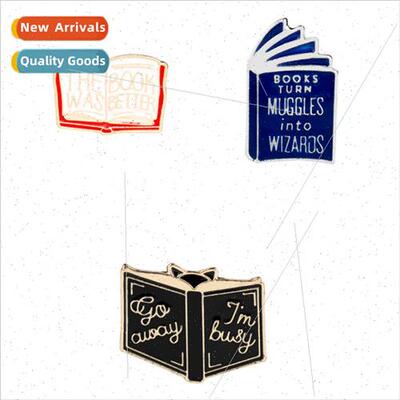 Jewelry Cartoon Book Brooch Hundreds of Enameled Page Turner