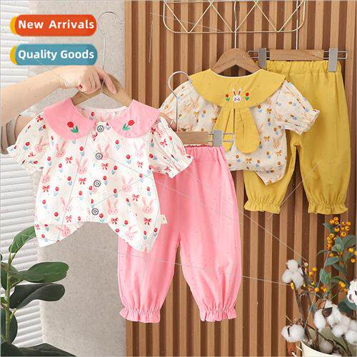 2023 new girls summer rabbit cardigan short-sleeved suit sum