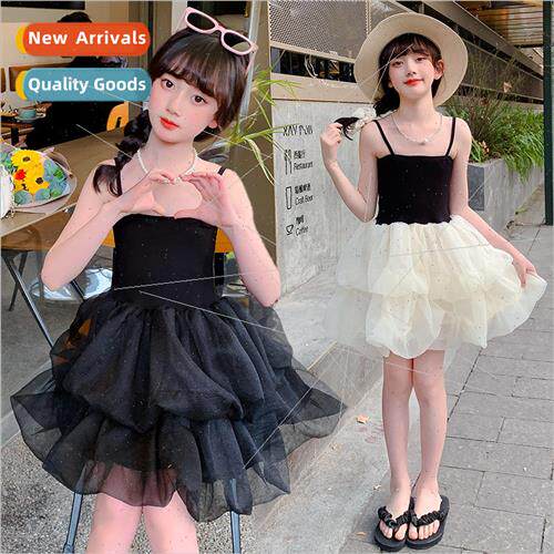 Girls little black dress summer  Korean little girl slingbac