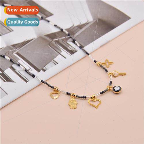 che bohemian ethnic  pearl lurex eyes gold beads handmade be