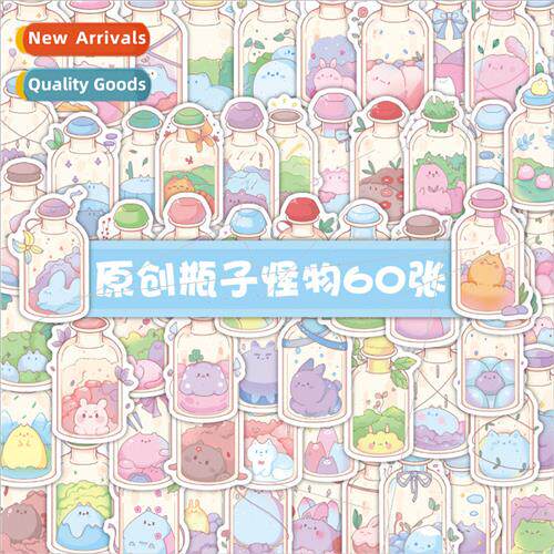 60 bottle monster stickers drift bottle doodle creative deco
