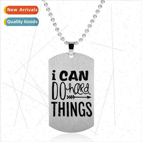 Jewelry i can do hard things stainless steel tag necklace mi