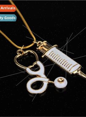 Video Jewelry Doctor Syringe Stethoscope Necklace