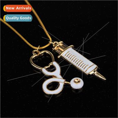 Video Jewelry Doctor Syringe Stethoscope Necklace