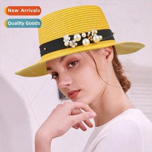 hat pearl flower Summer band straw decorative ladies fashion