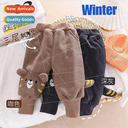 2023 winter childrens cotton pants cute tiger cartoon cotton