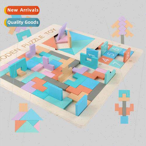 Digital Huarong Road Tetris Tangram board three in one woode