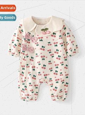 Baby spring and fall clothes clothes female baby onesie Chin