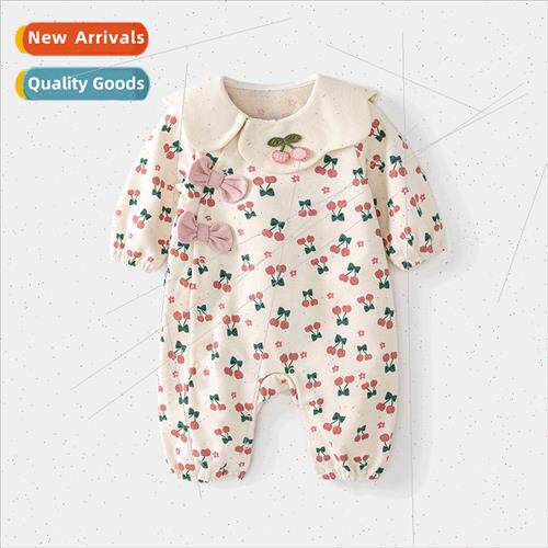 Baby spring and fall clothes clothes female baby onesie Chin