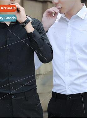 White shirt mens long-sleeved Slim -iron solid color profess