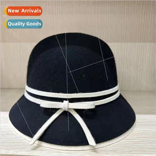 Autumn and winter new wool tweed basin hat retro French felt