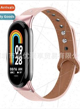 适用 Xiaomi Bracelet 8 strap Xiaomi 8 Leather Strap M8 Repla