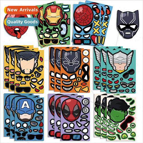 Toy Puzzle Stickers Cartoon Character Head Make a face Stick