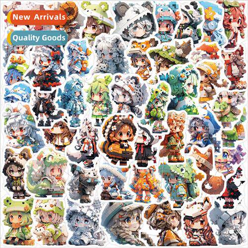 50 pixel wind girl graffiti stickers personalized decoration