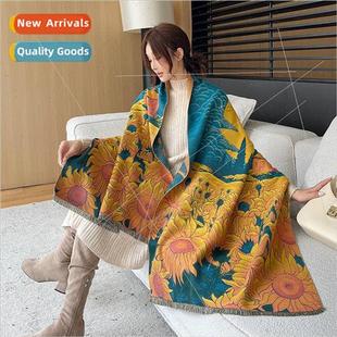 digital sunflower printing thickened cashmere 2023 faux new