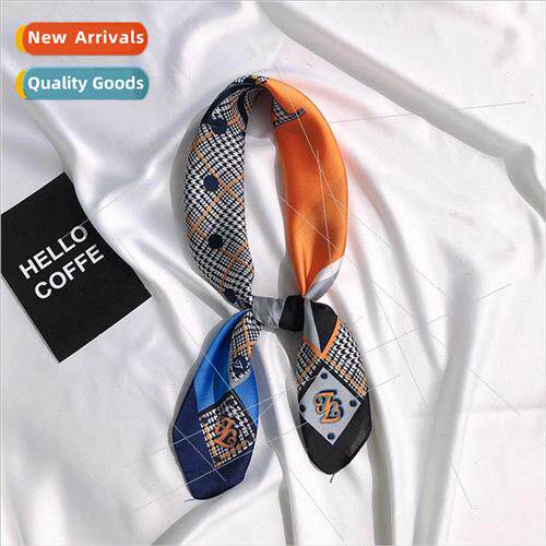 lk scarf with a suit Korean small square scarf color blockin