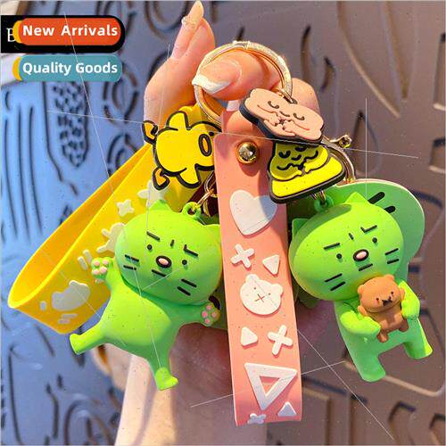 cartoon anxiety cat keychain men and women cute exquisite co
