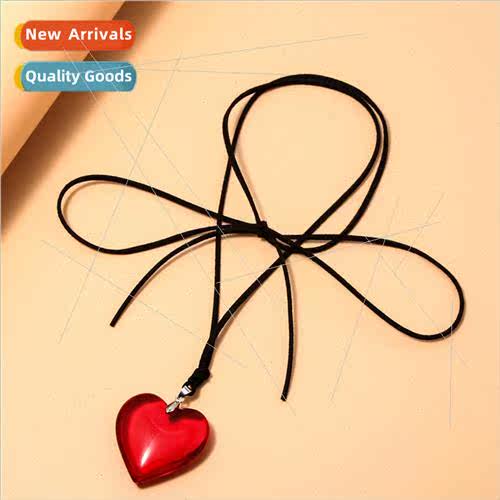 mple love heart necklace adjustable waxed wire personalized