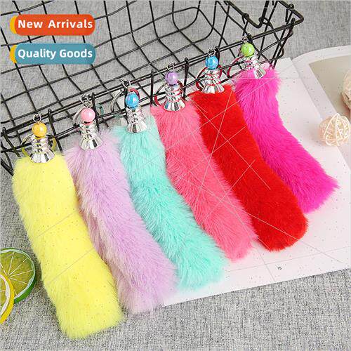 Long mink fur keychain imitation fox tail bag key accessorie - 实物图