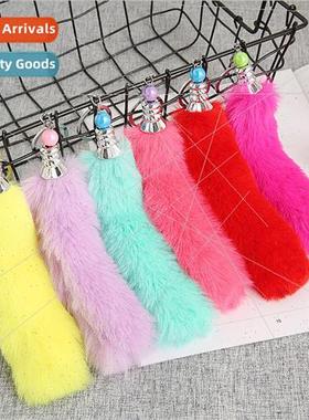 Long mink fur keychain imitation fox tail bag key accessorie