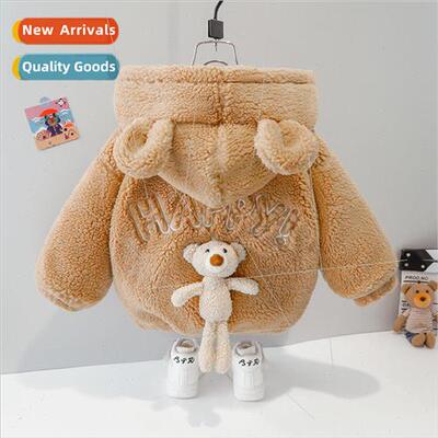 Boys warm winter thickened jacket children baby hooded padde