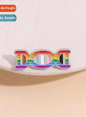 Rainbow Gene Chain Brooch Creative Corsage Clothing Accessor