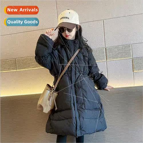 Girls winter knee-length down cotton jacket 2022 winter new